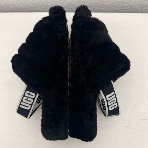 UGG Fluff Yeah Shearling Slingback Slide Slippers Black Size 10 - Picture 7 of 15